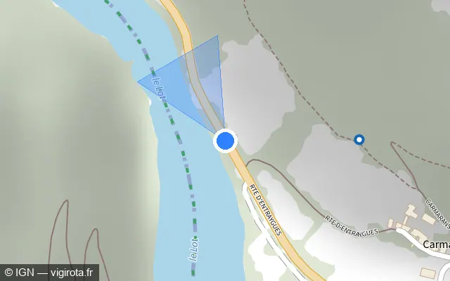 Vue plan de l'emplacement du radar fixe à Estaing sur Route d'Entraygues / D 920