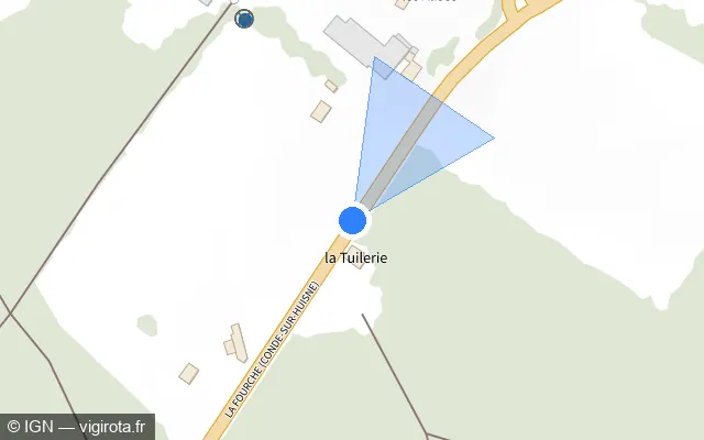 Vue plan de l'emplacement du radar fixe à Sablons sur Huisne sur D 923