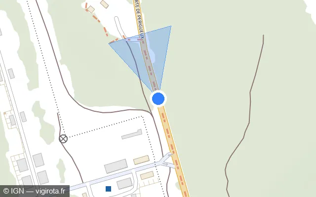 Vue plan de l'emplacement du radar fixe à Dirac sur Route de Périgueux / D 939