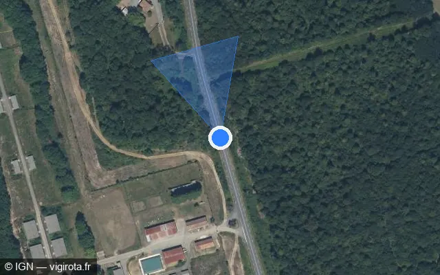 Vue satellite de l'emplacement du radar fixe à Dirac sur Route de Périgueux / D 939