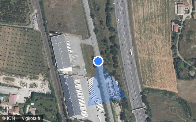 Vue satellite de l'emplacement du radar fixe à Bourg-lès-Valence sur Route de l'Ancienne Nationale / N 7