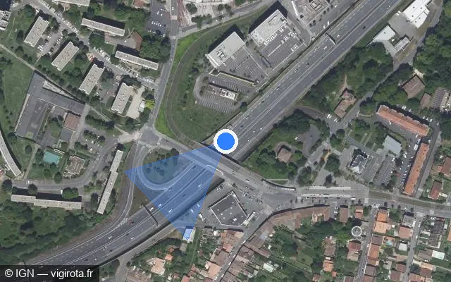 Vue satellite de l'emplacement du radar fixe à Lormont sur A 630 / E 05 / E 606 / Rocade Extérieure
