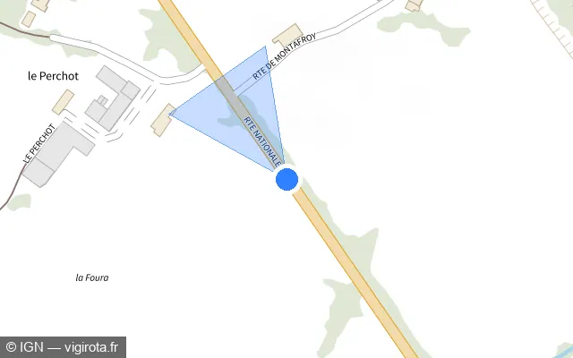 Vue plan de l'emplacement du radar fixe à Tourmont sur Route Nationale / D 905
