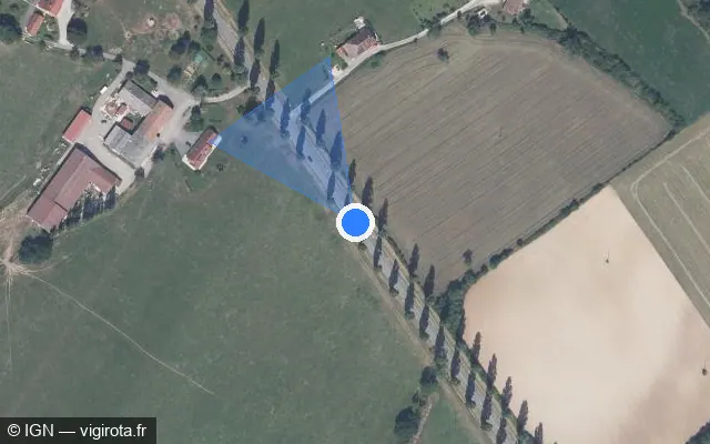 Vue satellite de l'emplacement du radar fixe à Tourmont sur Route Nationale / D 905