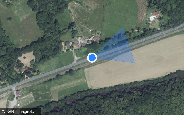 Vue satellite de l'emplacement du radar fixe à Viazac sur Route d'Aurillac / D 802
