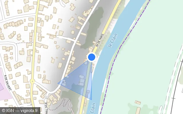 Vue plan de l'emplacement du radar fixe à Buxerolles sur Avenue de Paris