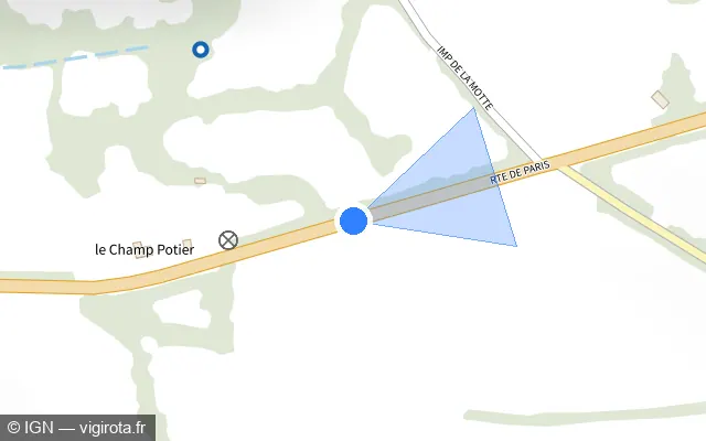Vue plan de l'emplacement du radar fixe à Champ-Haut sur Route de Paris / D 926