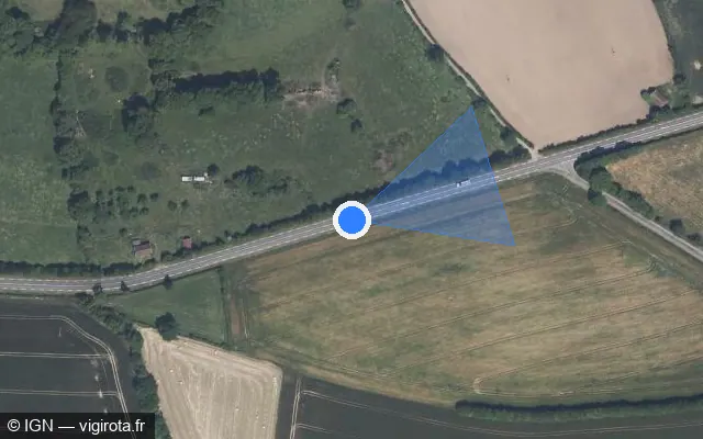 Vue satellite de l'emplacement du radar fixe à Champ-Haut sur Route de Paris / D 926