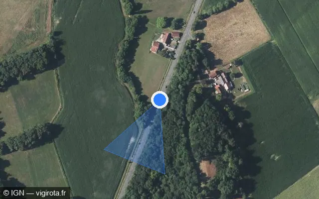 Vue satellite de l'emplacement du radar fixe à Lalonquette sur Route de Bordeaux / D 834