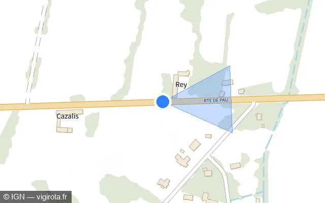 Vue plan de l'emplacement du radar fixe à Ger sur Route de Pau / D 817