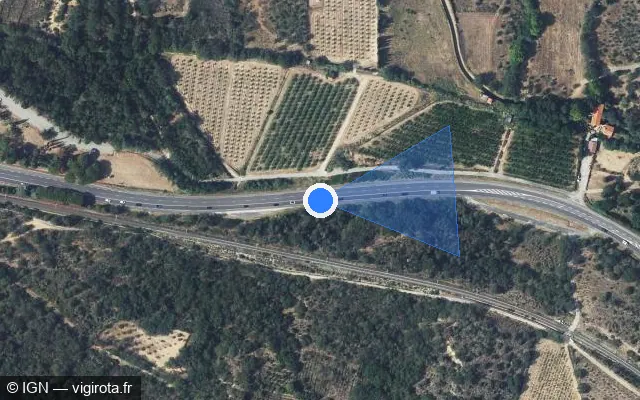 Vue satellite de l'emplacement du radar fixe à Rodès sur Route de Mont-Louis à Perpignan / D 66