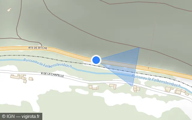 Vue plan de l'emplacement du radar fixe à Niederbronn-les-Bains sur Route de Bitche / D 1062
