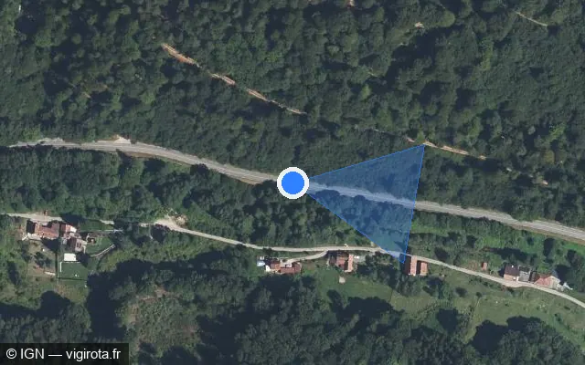 Vue satellite de l'emplacement du radar fixe à Niederbronn-les-Bains sur Route de Bitche / D 1062