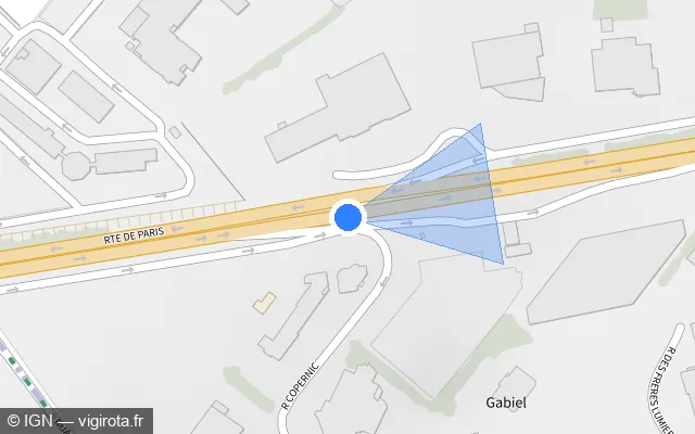 Vue plan de l'emplacement du radar fixe à Chauray sur D 611 / Route de Paris