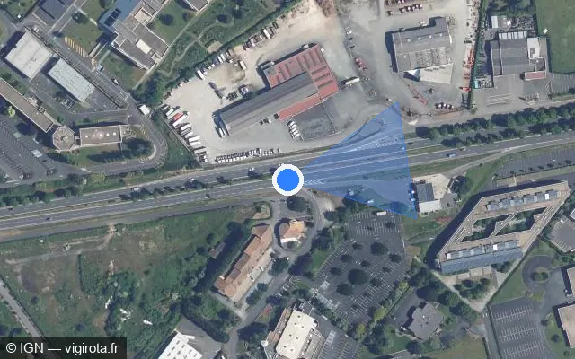 Vue satellite de l'emplacement du radar fixe à Chauray sur D 611 / Route de Paris