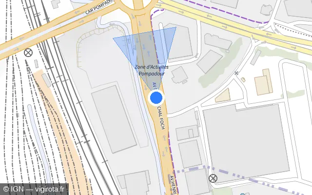 Vue plan de l'emplacement du radar fixe à Créteil sur N 6