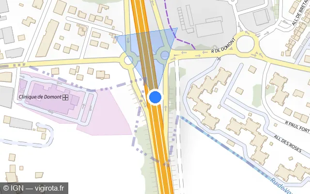 Vue plan de l'emplacement du radar fixe à Ézanville sur D 301