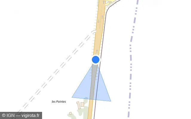 Vue plan de l'emplacement du radar fixe à Vailly sur D 677