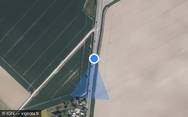 Vue satellite de l'emplacement du radar fixe à Vailly sur D 677