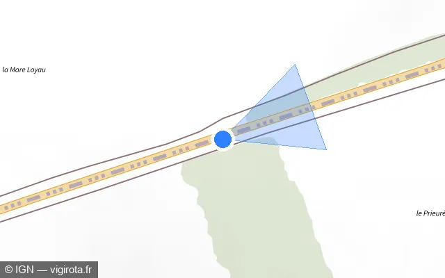 Vue plan de l'emplacement du radar fixe à Le Gué-de-Longroi sur D 910