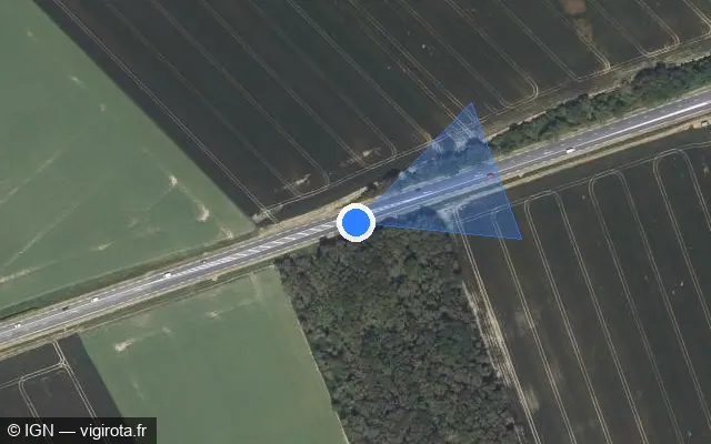 Vue satellite de l'emplacement du radar fixe à Le Gué-de-Longroi sur D 910