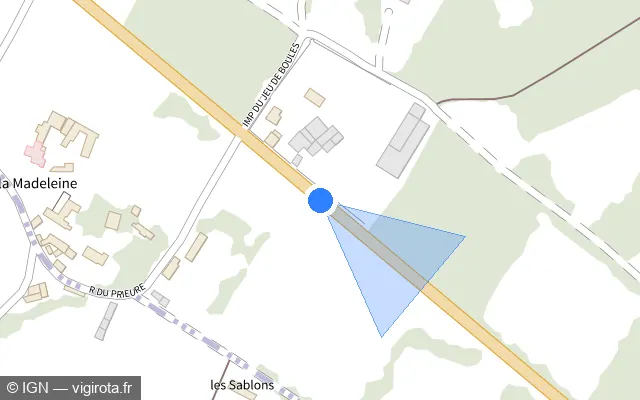 Vue plan de l'emplacement du radar fixe à Vaudelnay sur D 761