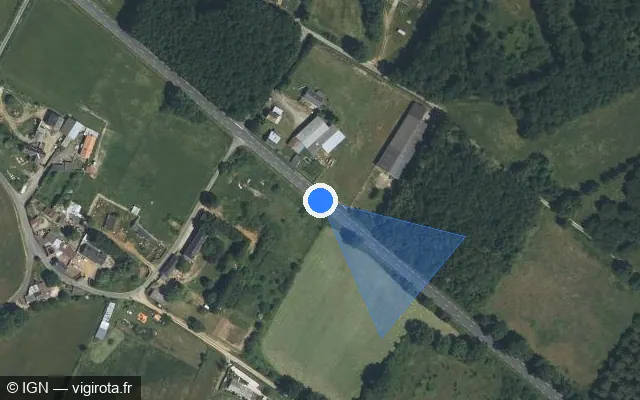 Vue satellite de l'emplacement du radar fixe à Vaudelnay sur D 761