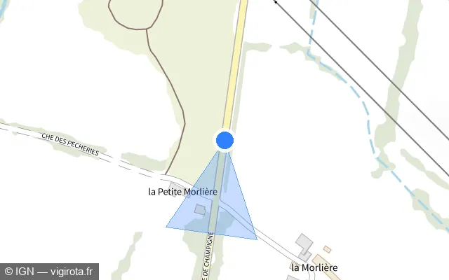Vue plan de l'emplacement du radar fixe à Feneu sur D 768