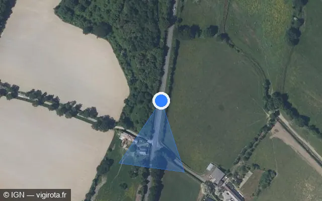 Vue satellite de l'emplacement du radar fixe à Feneu sur D 768