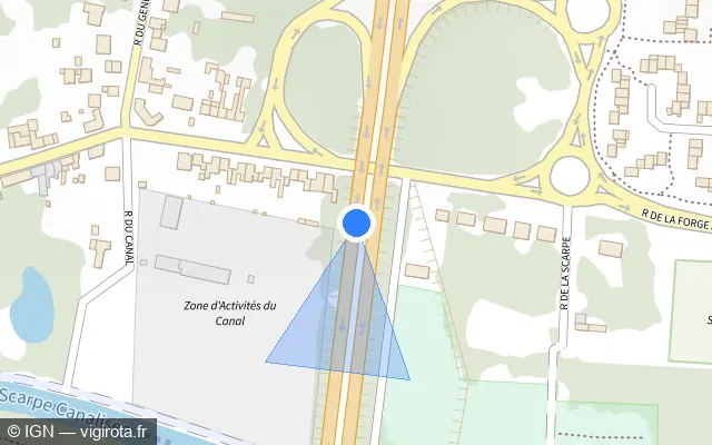 Vue plan de l'emplacement du radar fixe à Saint-Nicolas sur D 917
