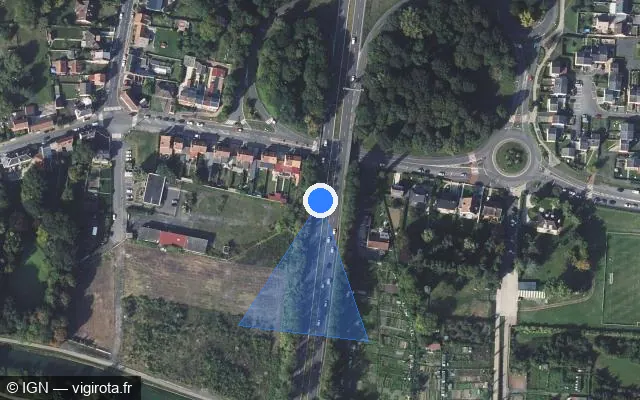Vue satellite de l'emplacement du radar fixe à Saint-Nicolas sur D 917