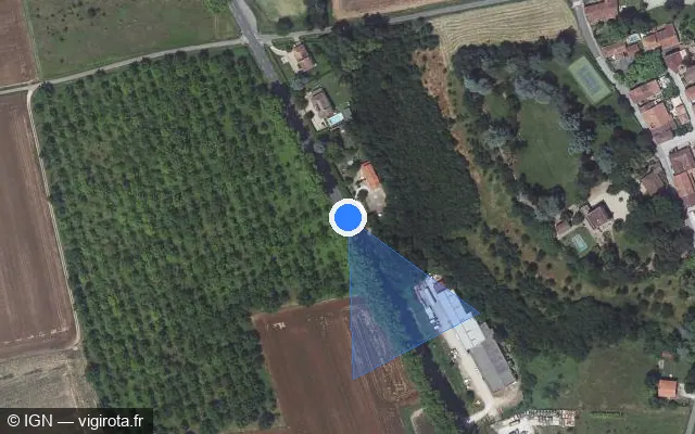 Vue satellite de l'emplacement du radar fixe à Villemade sur Route de Bordeaux / D 927