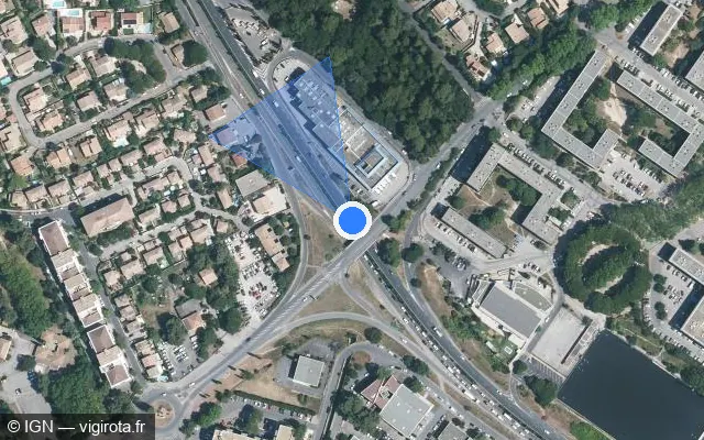 Vue satellite de l'emplacement du radar fixe à Montpellier sur Avenue de la Récambale / M 65