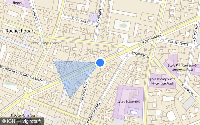 Vue plan de l'emplacement du radar fixe à Paris sur Rue de Maubeuge