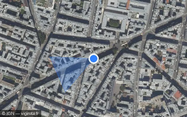 Vue satellite de l'emplacement du radar fixe à Paris sur Rue de Maubeuge