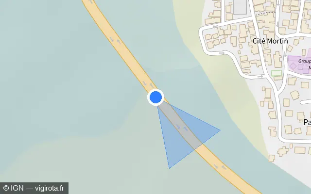 Vue plan de l'emplacement du radar fixe à Cayenne sur N 1