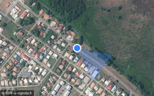Vue satellite de l'emplacement du radar fixe à Macouria sur Route Nationale 1 / N 1