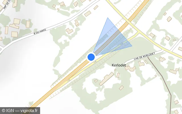 Vue plan de l'emplacement du radar fixe à Saint-Thuriau sur D 768