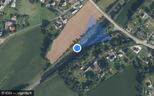 Vue satellite de l'emplacement du radar fixe à Saint-Thuriau sur D 768