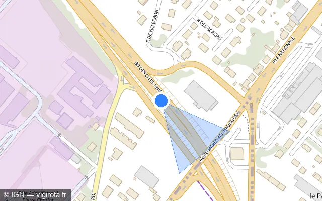 Vue plan de l'emplacement du radar fixe à La Chaussée-Saint-Victor sur D 956 / Boulevard des Cités Unies