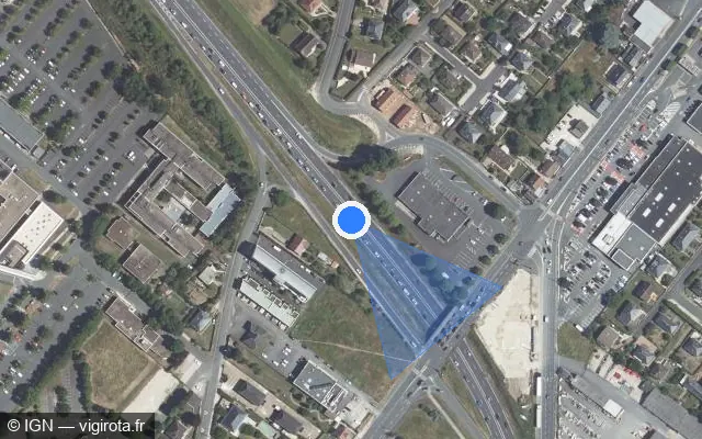 Vue satellite de l'emplacement du radar fixe à La Chaussée-Saint-Victor sur D 956 / Boulevard des Cités Unies