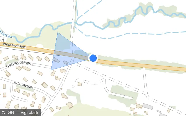 Vue plan de l'emplacement du radar fixe à Céreste-en-Luberon sur Route de Manosque / D 4100