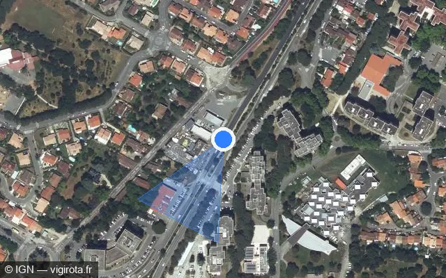 Vue satellite de l'emplacement du radar fixe à Toulouse sur Avenue Louis Bazerque