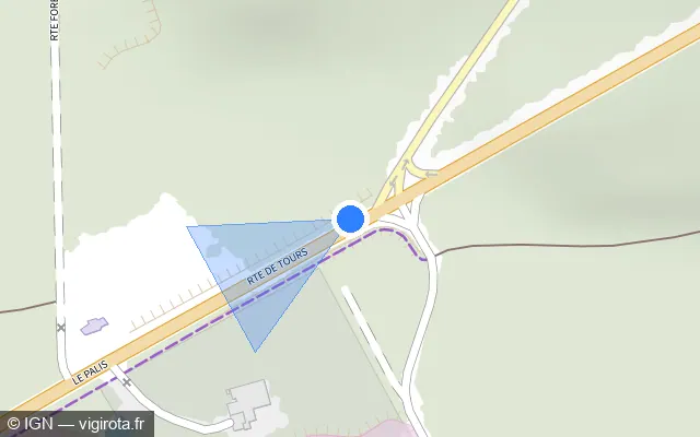 Vue plan de l'emplacement du radar fixe à Saint-Benoît-la-Forêt sur Route de Tours / D 751