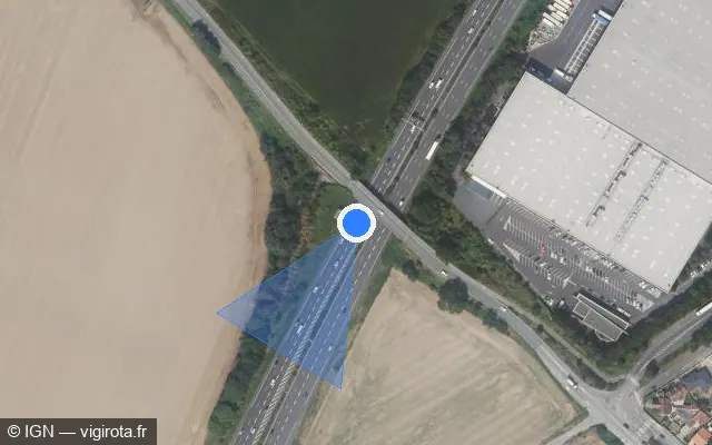Vue satellite de l'emplacement du radar fixe à Champlan sur A 10 / E 05 / E 50 / L'Aquitaine