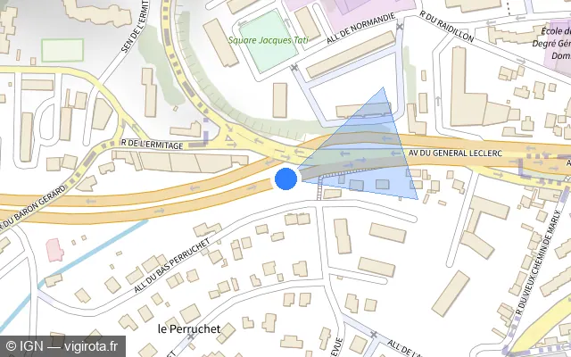 Vue plan de l'emplacement du radar fixe à Le Pecq sur N 13