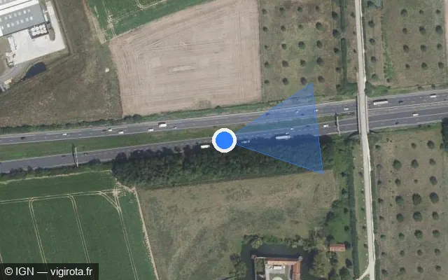 Vue satellite de l'emplacement du radar fixe à Tigery sur N 104 / La Francilienne