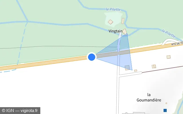 Vue plan de l'emplacement du radar fixe à Francueil sur Route de Tours / D 976