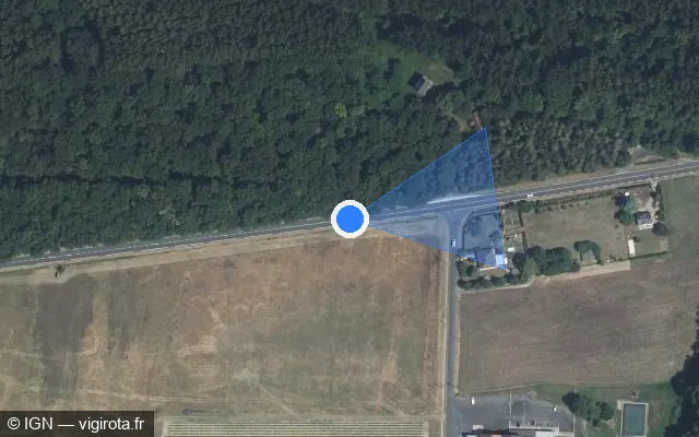 Vue satellite de l'emplacement du radar fixe à Francueil sur Route de Tours / D 976