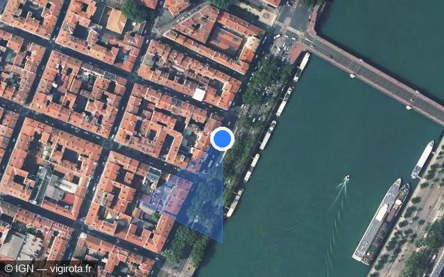 Vue satellite de l'emplacement du radar fixe à Lyon sur Quai du Docteur Gailleton